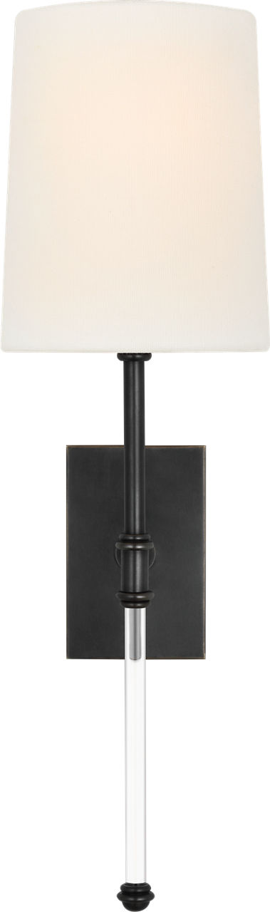Camille 16" Sconce in Bronze with Linen Shade