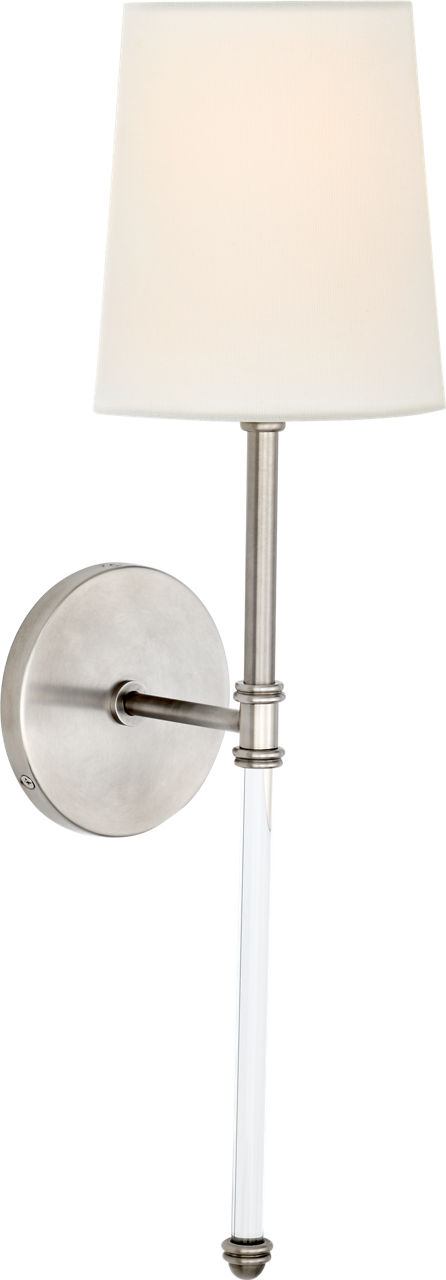 Camille Sconce in Antique Nickel with Linen Shade