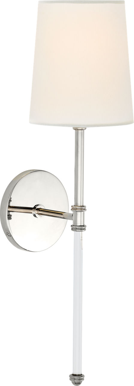Camille Sconce in Polished Nickel with Linen Shade