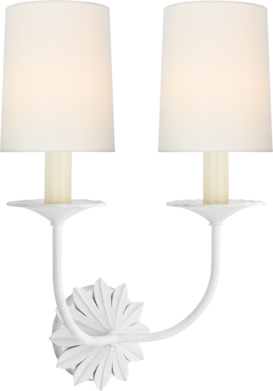 Leslie 17" Double Sconce in Plaster White with Linen