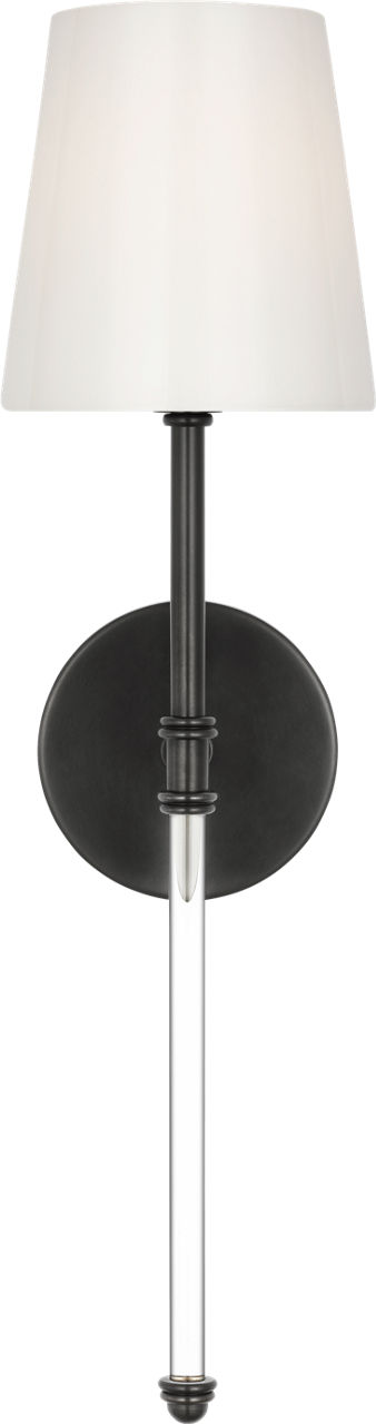 Camille Bath Sconce in Bronze with White Glass
