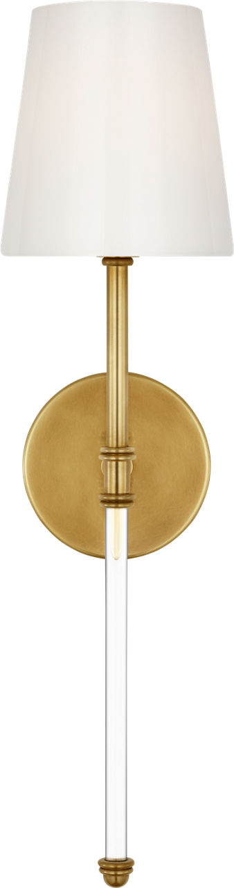 Camille Bath Sconce in Hand-Rubbed Antique Brass with White Glass