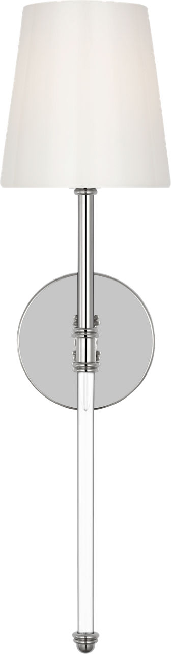 Camille Bath Sconce in Polished Nickel with White Glass