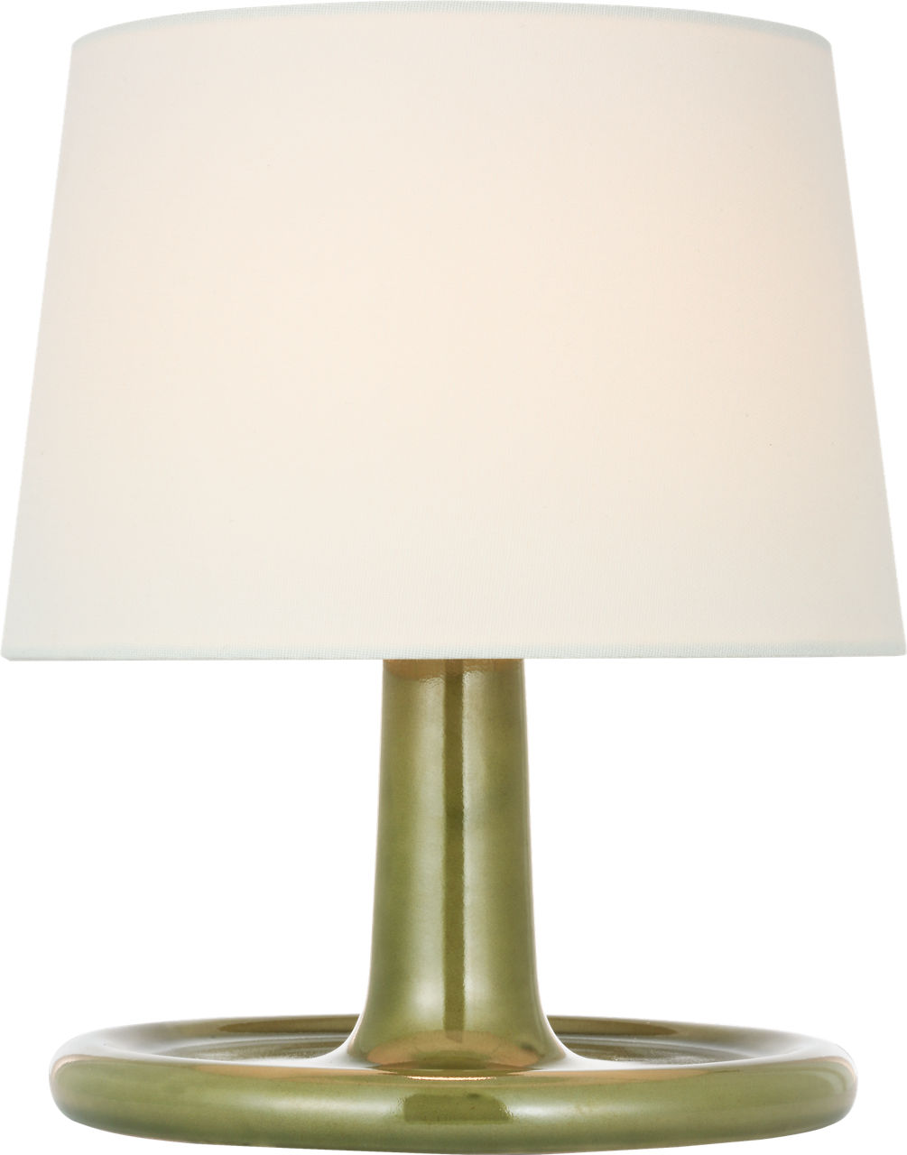 Fayette 11" Cordless Accent Lamp in Green with Linen Shade