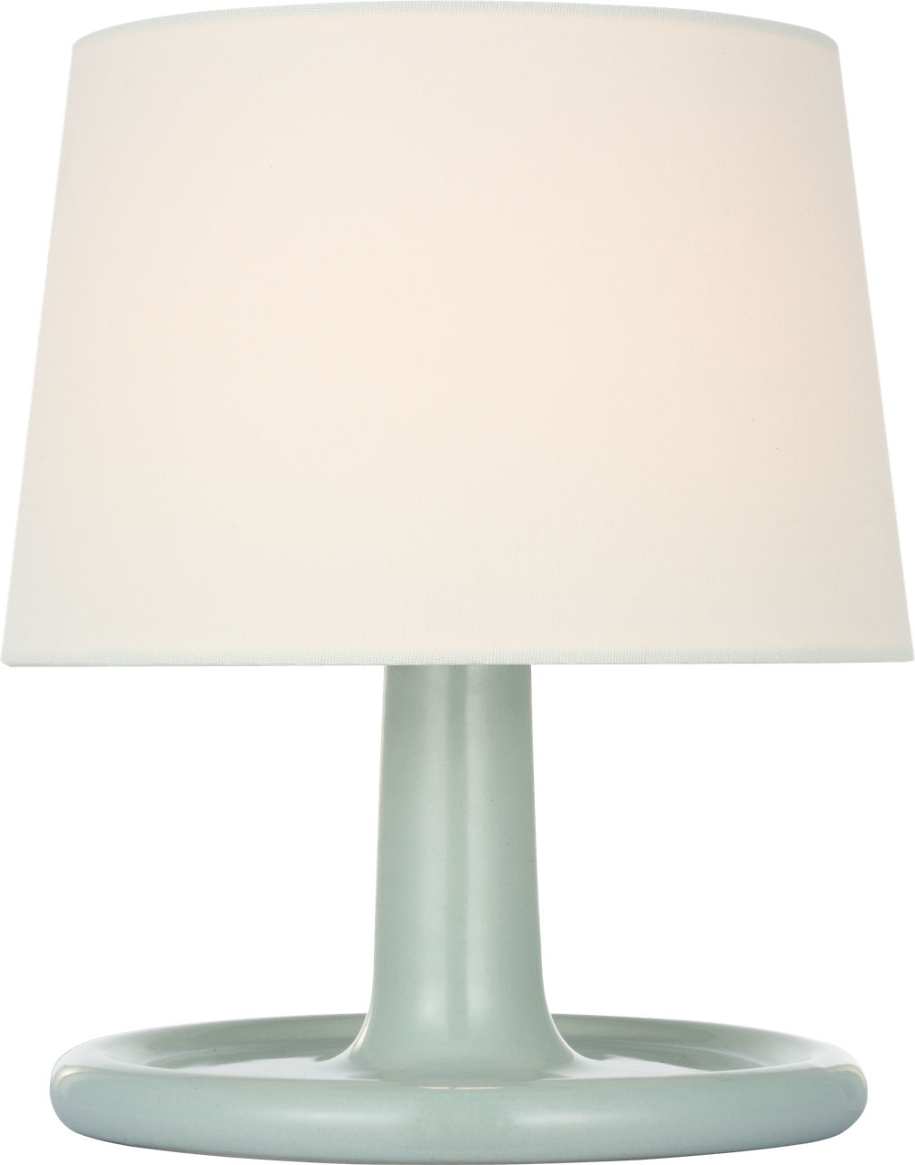 Fayette 11" Cordless Accent Lamp in Ice Blue Porcelain with Linen Shade