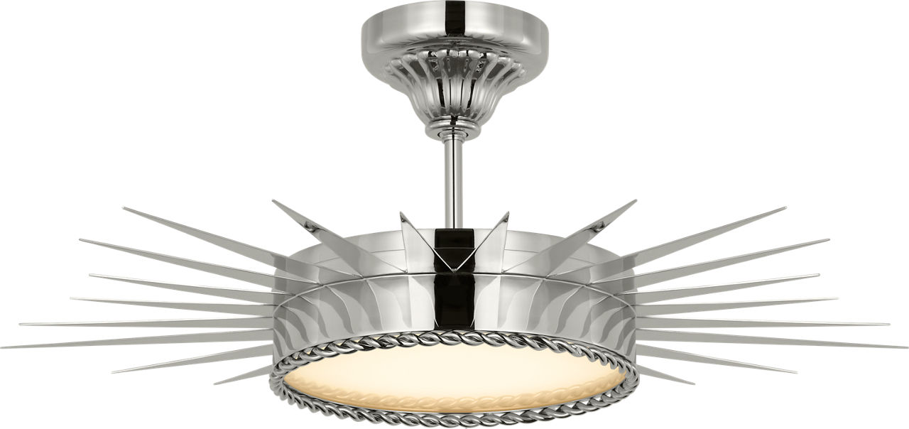 Soleil 28" Semi-Flush Mount in Polished Nickel with White Glass