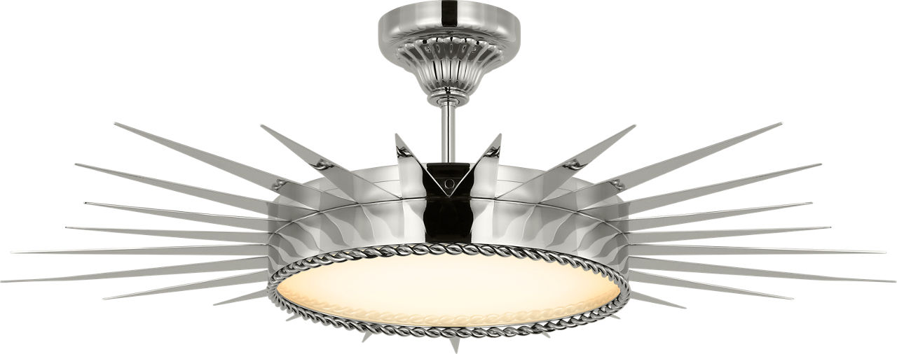Soleil 36" Semi-Flush Mount in Polished Nickel with White Glass