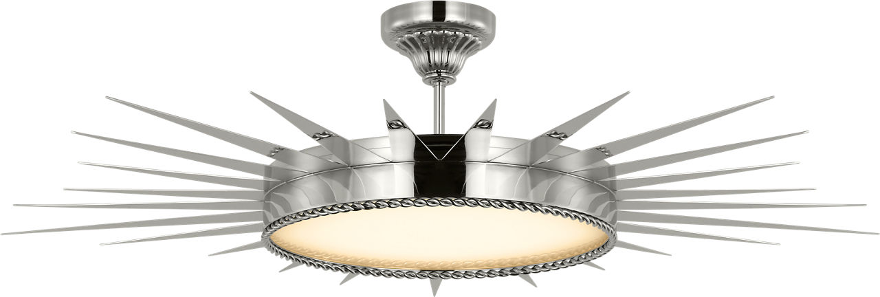 Soleil 45" Semi-Flush Mount in Polished Nickel with White Glass