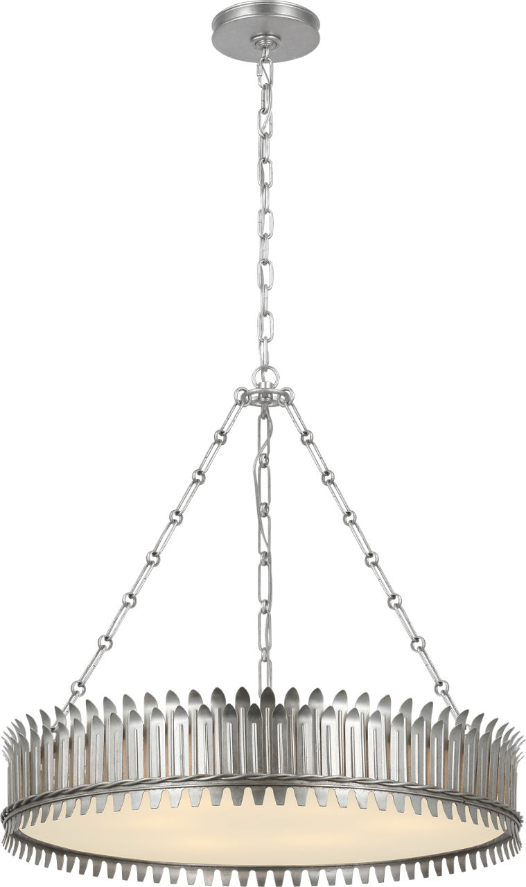 Leslie 27" Chandelier in Burnished Silver Leaf with Frosted Acrylic