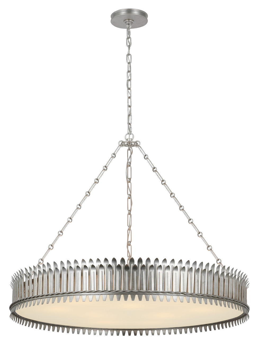 Leslie 37" Chandelier in Burnished Silver Leaf with Frosted Acrylic