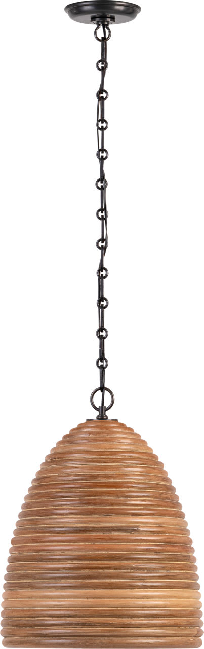 Emerson 14" Pendant in Bronze with Natural Rattan Shade