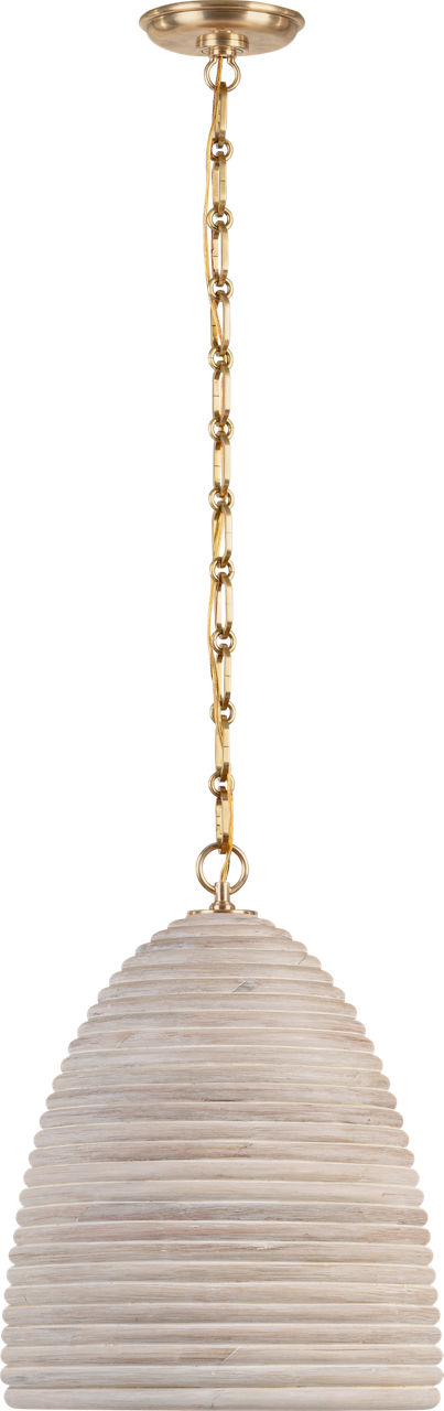 Emerson 14" Pendant in Hand-Rubbed Antique Brass with Ash Rattan Shade