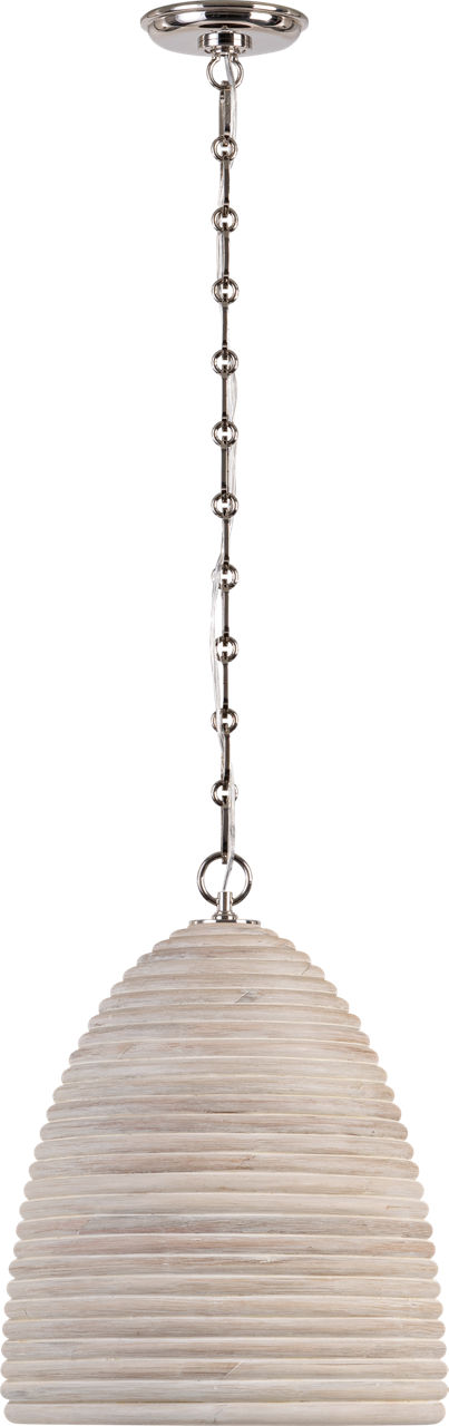 Emerson 14" Pendant in Polished Nickel with Ash Rattan Shade