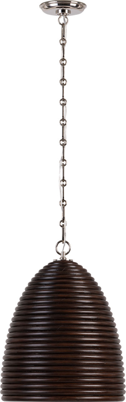 Emerson 14" Pendant in Polished Nickel with Espresso Rattan Shade