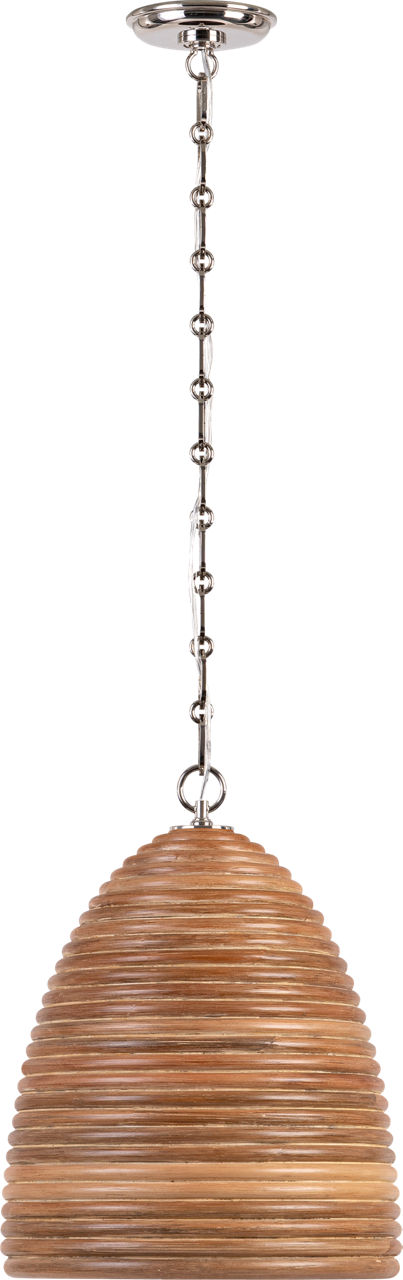 Emerson 14" Pendant in Polished Nickel with Natural Rattan Shade