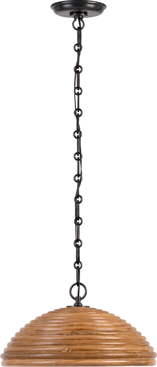Emerson 16" Pendant in Bronze with Natural Rattan Shade