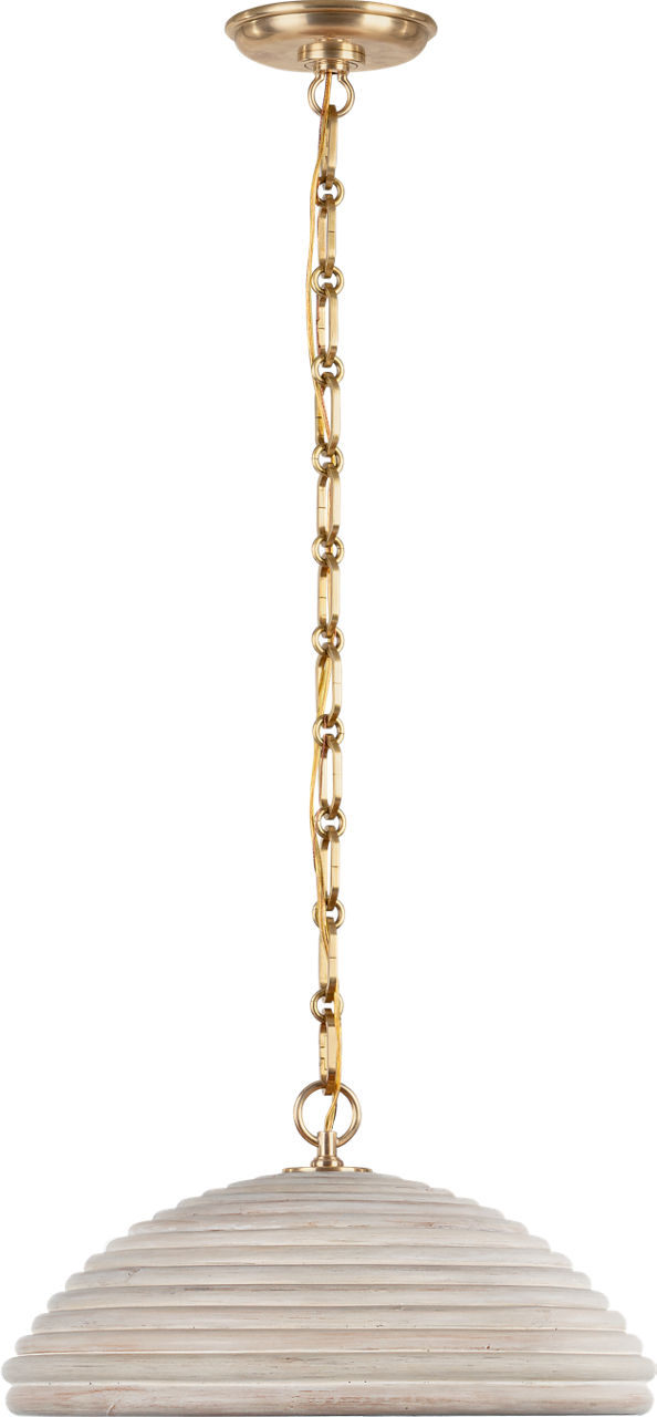 Emerson 16" Pendant in Hand-Rubbed Antique Brass with Ash Rattan Shade