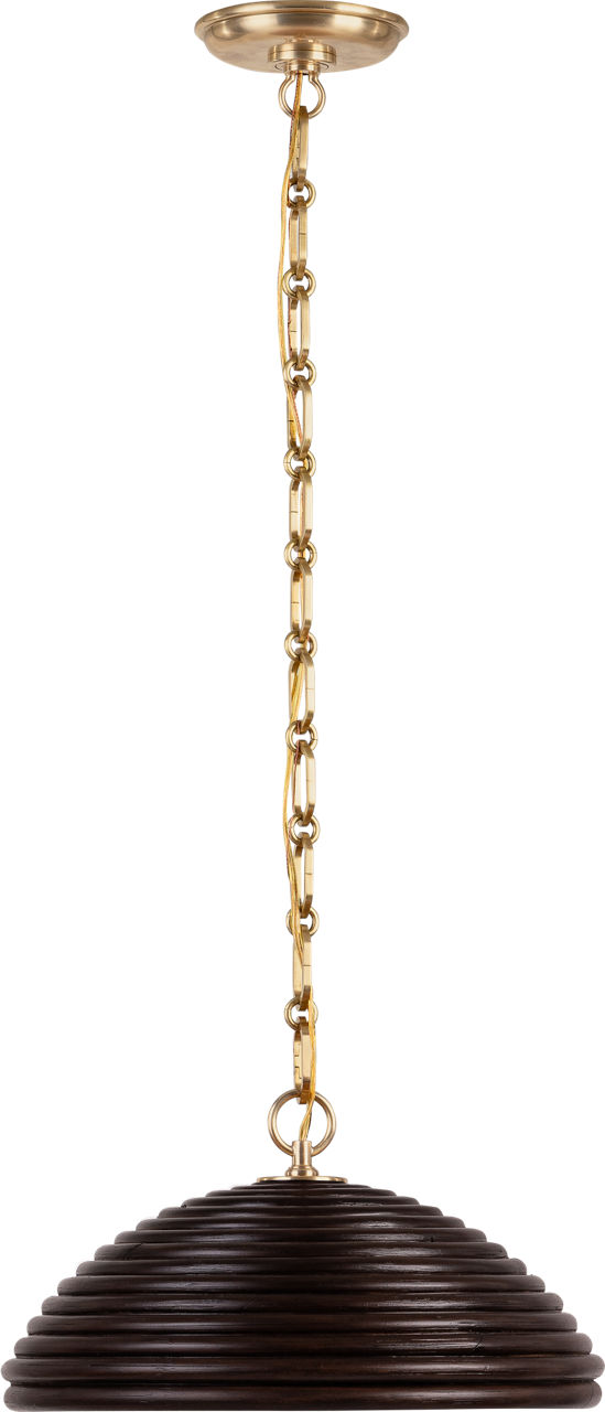 Emerson 16" Pendant in Hand-Rubbed Antique Brass with Espresso Rattan Shade