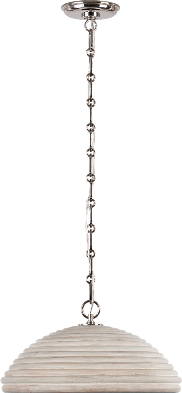 Emerson 16" Pendant in Polished Nickel with Ash Rattan Shade