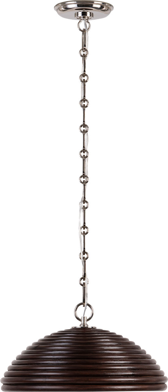 Emerson 16" Pendant in Polished Nickel with Espresso Rattan Shade