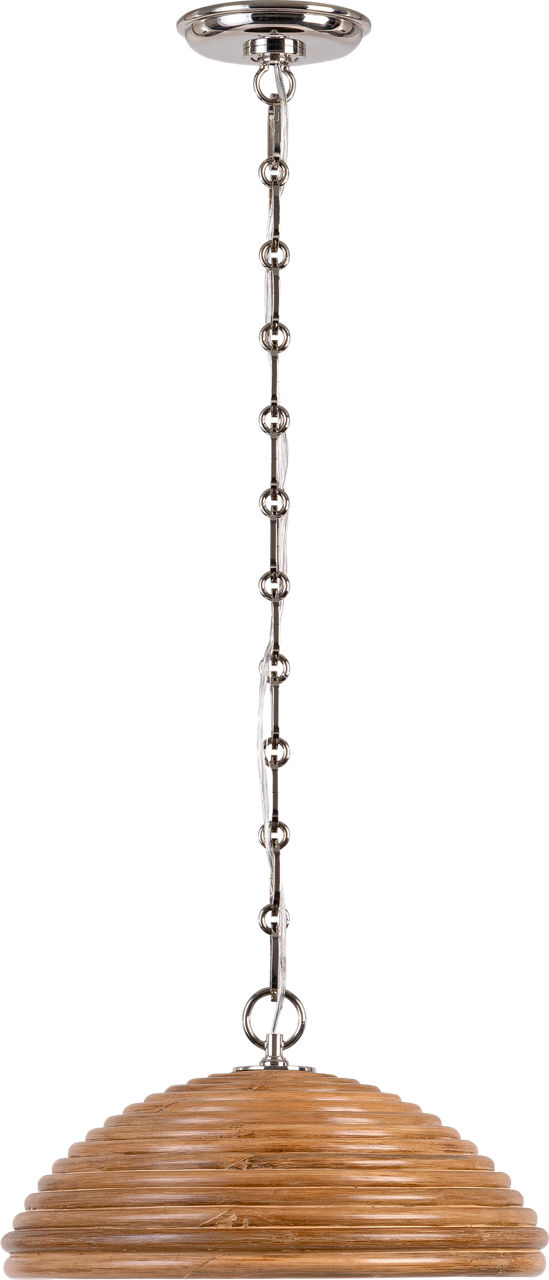 Emerson 16" Pendant in Polished Nickel with Natural Rattan Shade