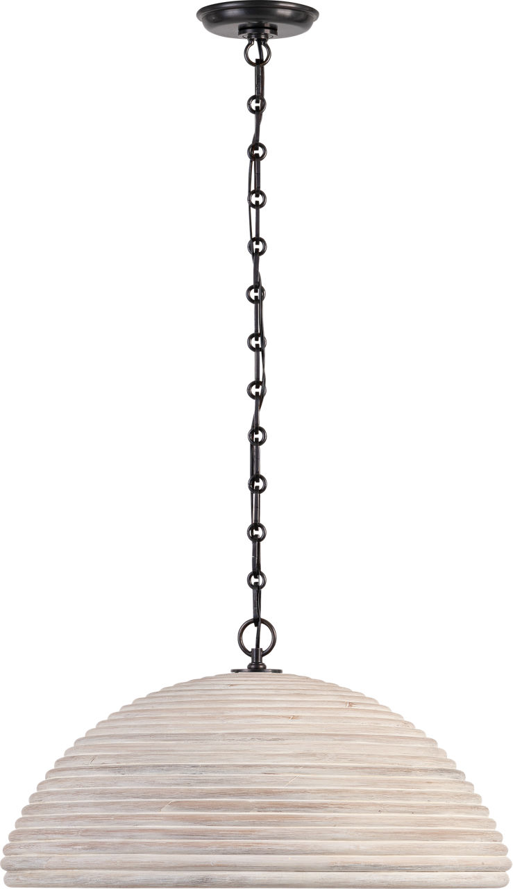 Emerson 23" Pendant in Bronze with Ash Rattan Shade
