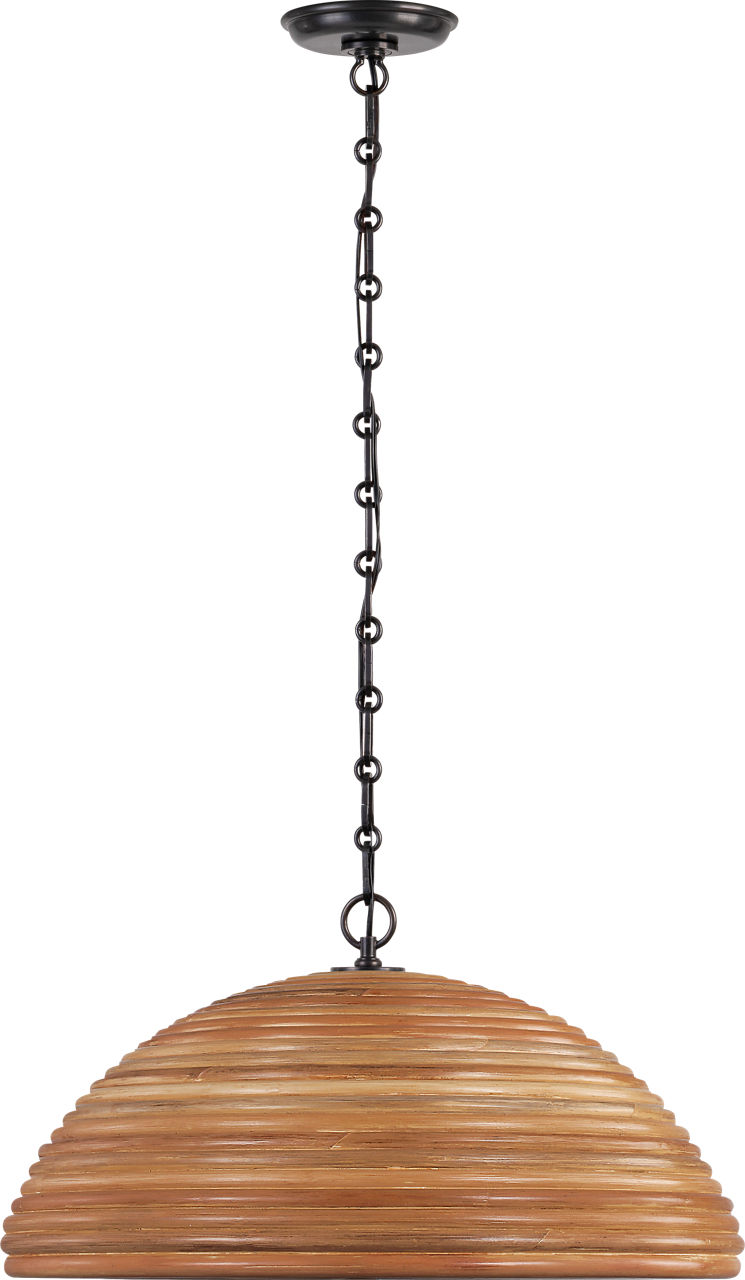 Emerson 23" Pendant in Bronze with Natural Rattan Shade