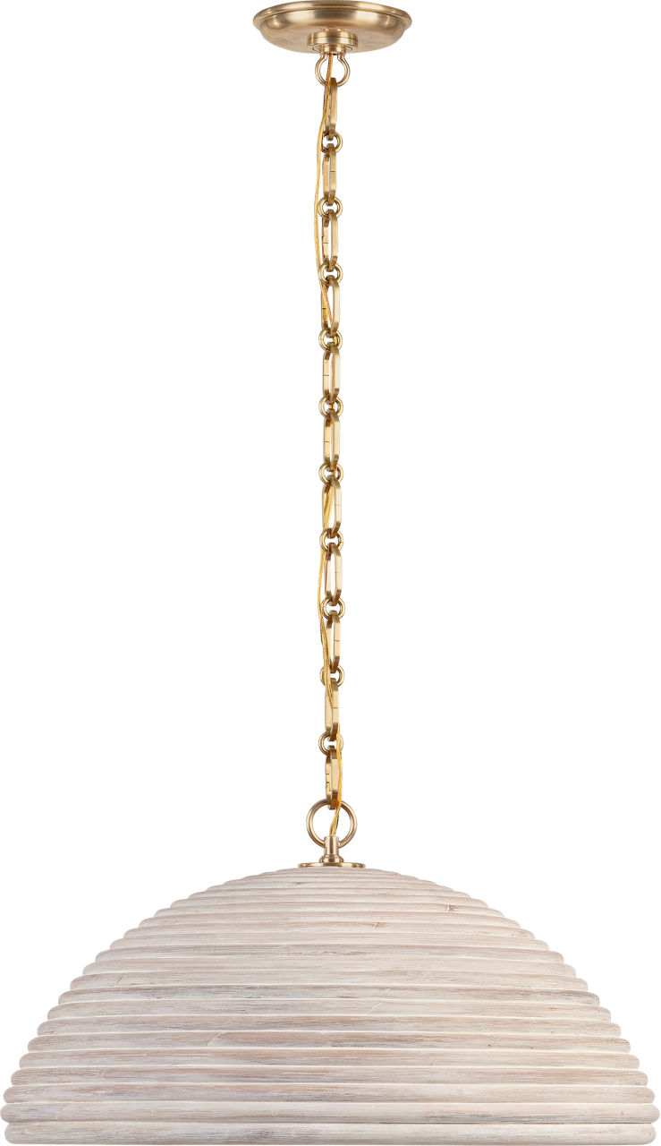 Emerson 23" Pendant in Hand-Rubbed Antique Brass with Ash Rattan Shade