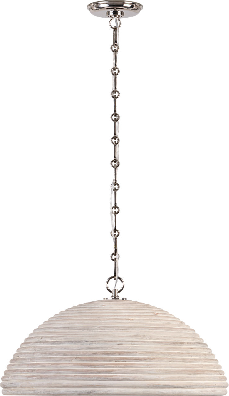 Emerson 23" Pendant in Polished Nickel with Ash Rattan Shade