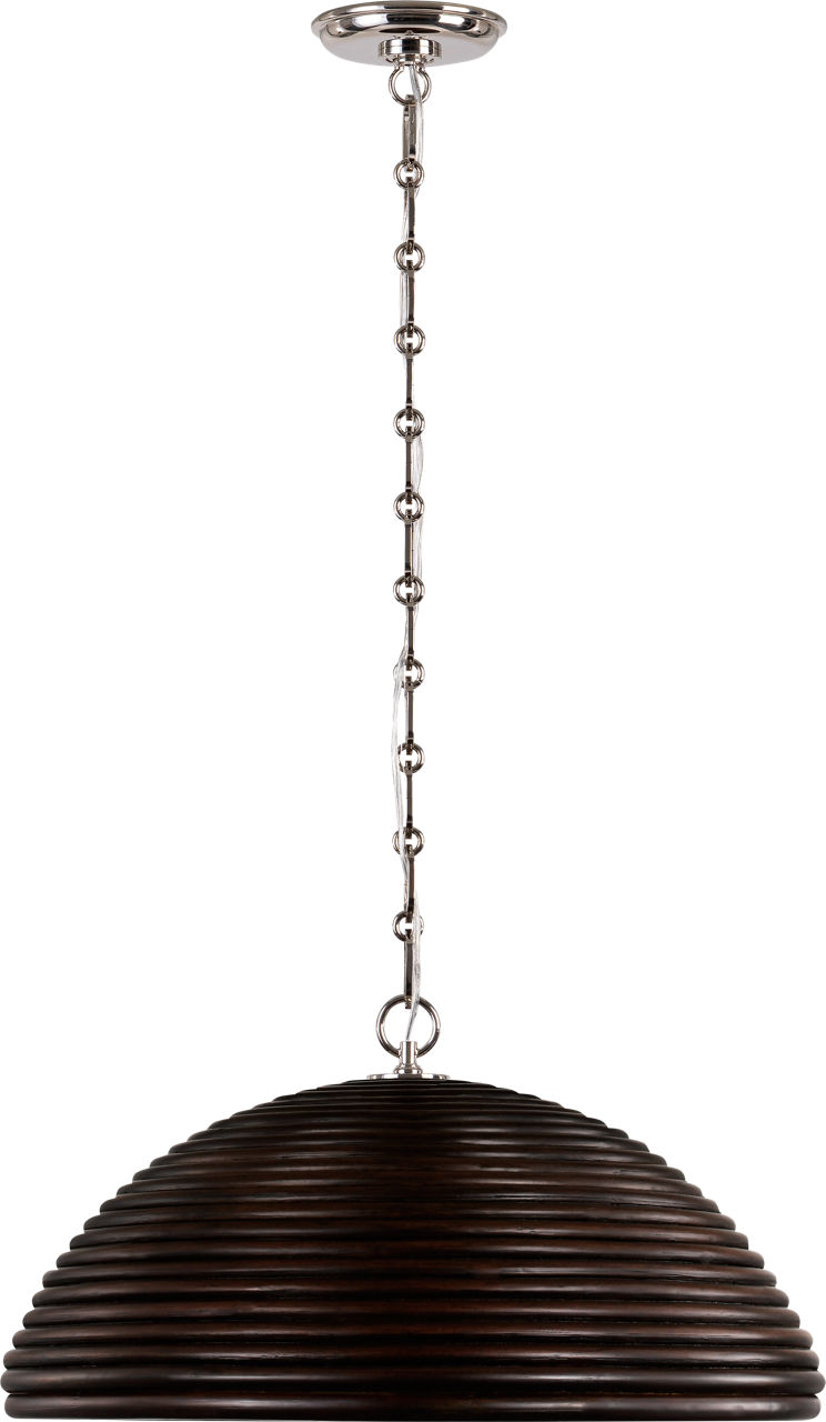 Emerson 23" Pendant in Polished Nickel with Espresso Rattan Shade