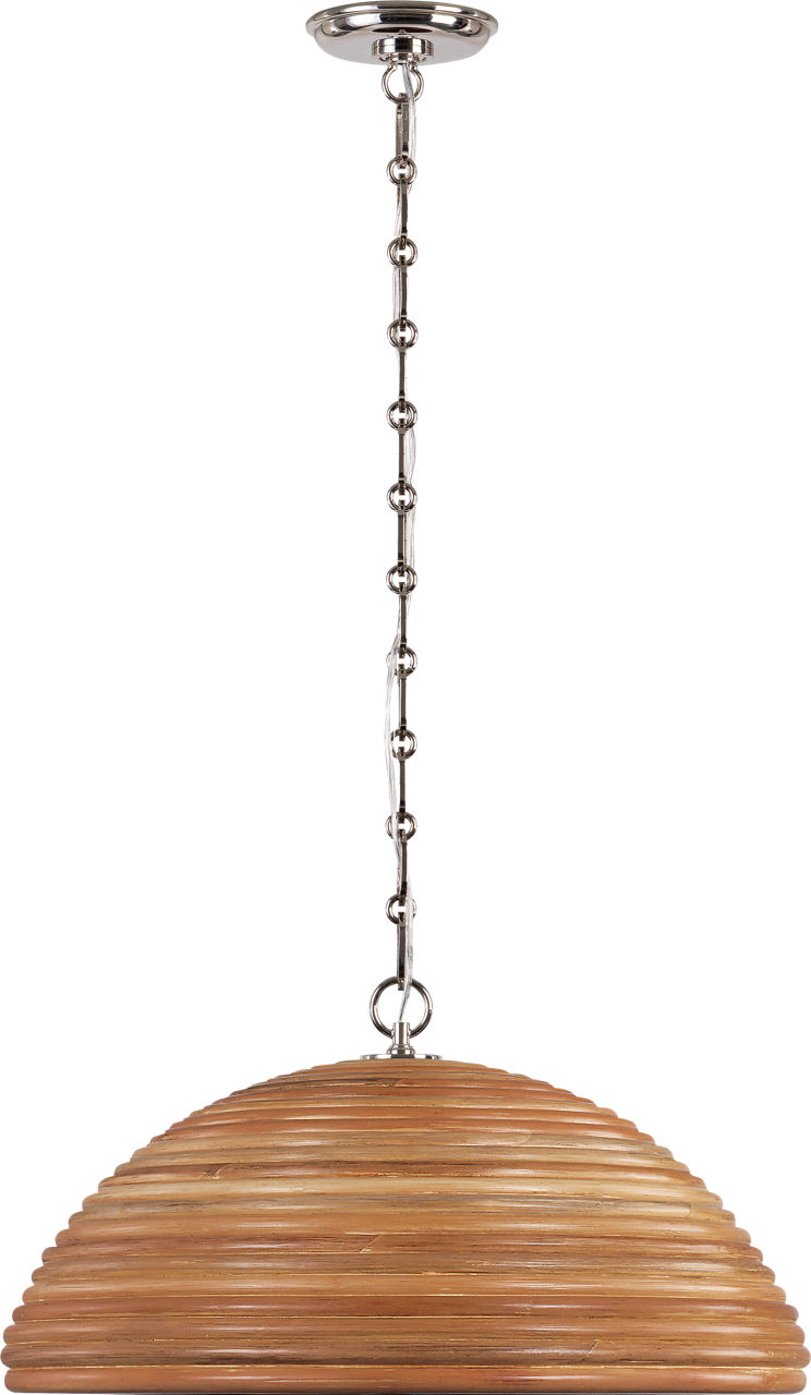 Emerson 23" Pendant in Polished Nickel with Natural Rattan Shade
