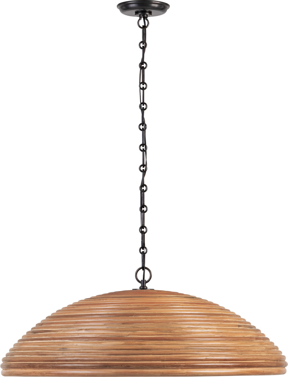 Emerson 29" Pendant in Bronze with Natural Rattan Shade