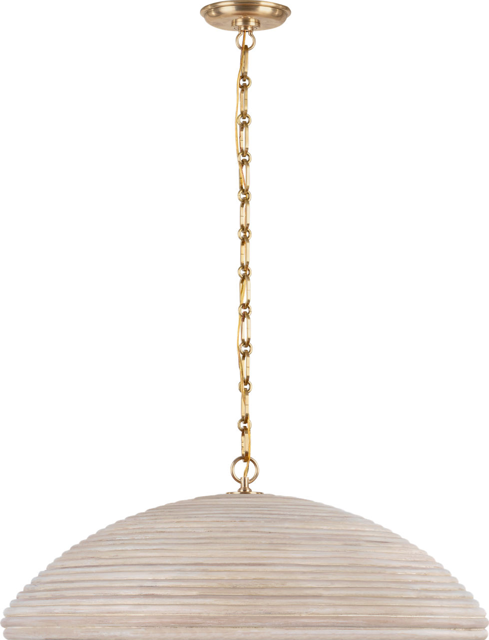 Emerson 29" Pendant in Hand-Rubbed Antique Brass with Ash Rattan Shade