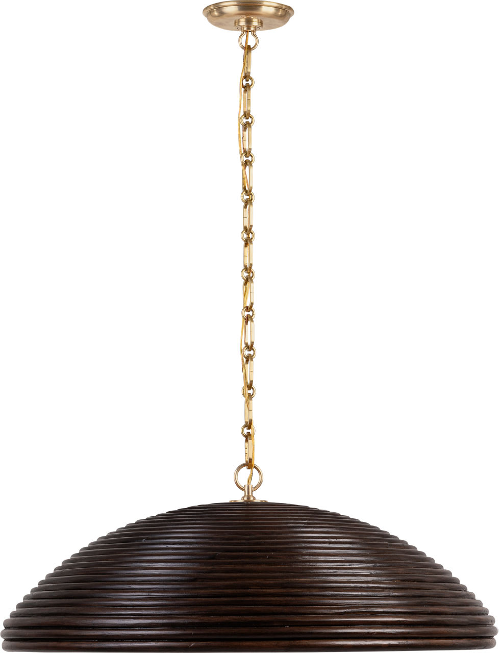 Emerson 29" Pendant in Hand-Rubbed Antique Brass with Espresso Rattan Shade