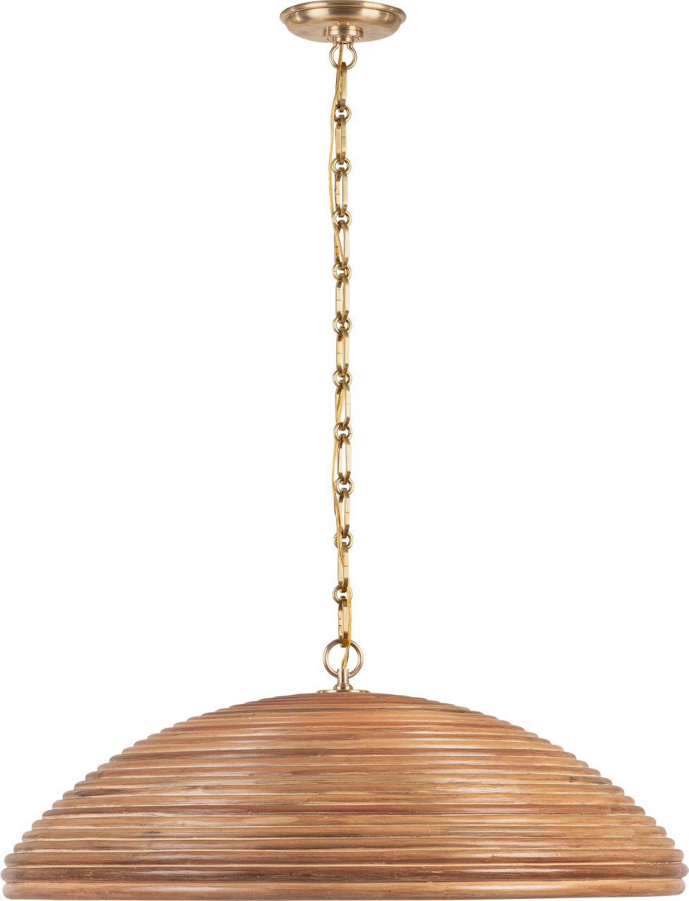 Emerson 29" Pendant in Hand-Rubbed Antique Brass with Natural Rattan Shade