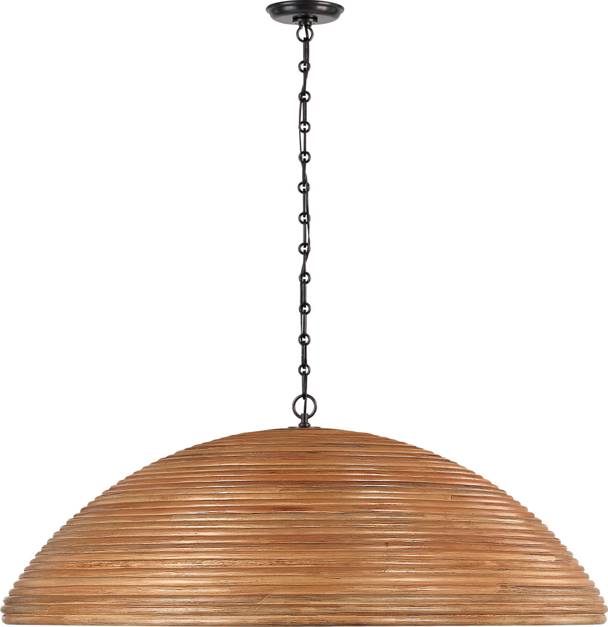 Emerson 42" Pendant in Bronze with Natural Rattan Shade