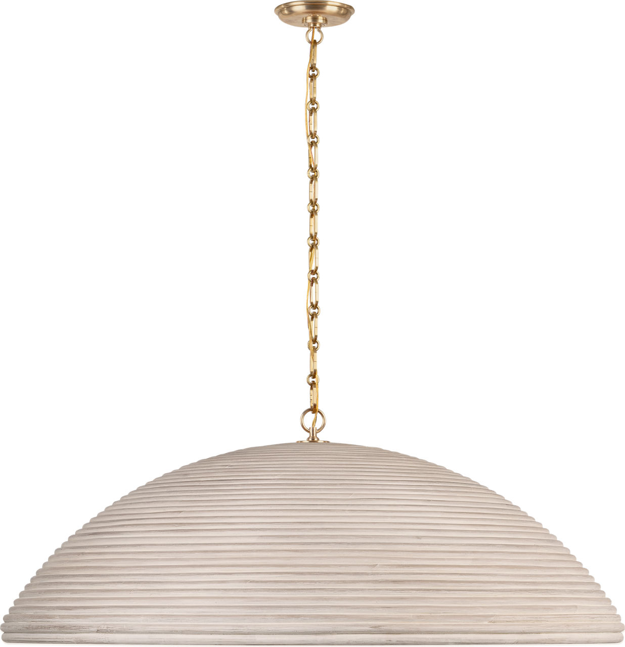 Emerson 42" Pendant in Hand-Rubbed Antique Brass with Ash Rattan Shade