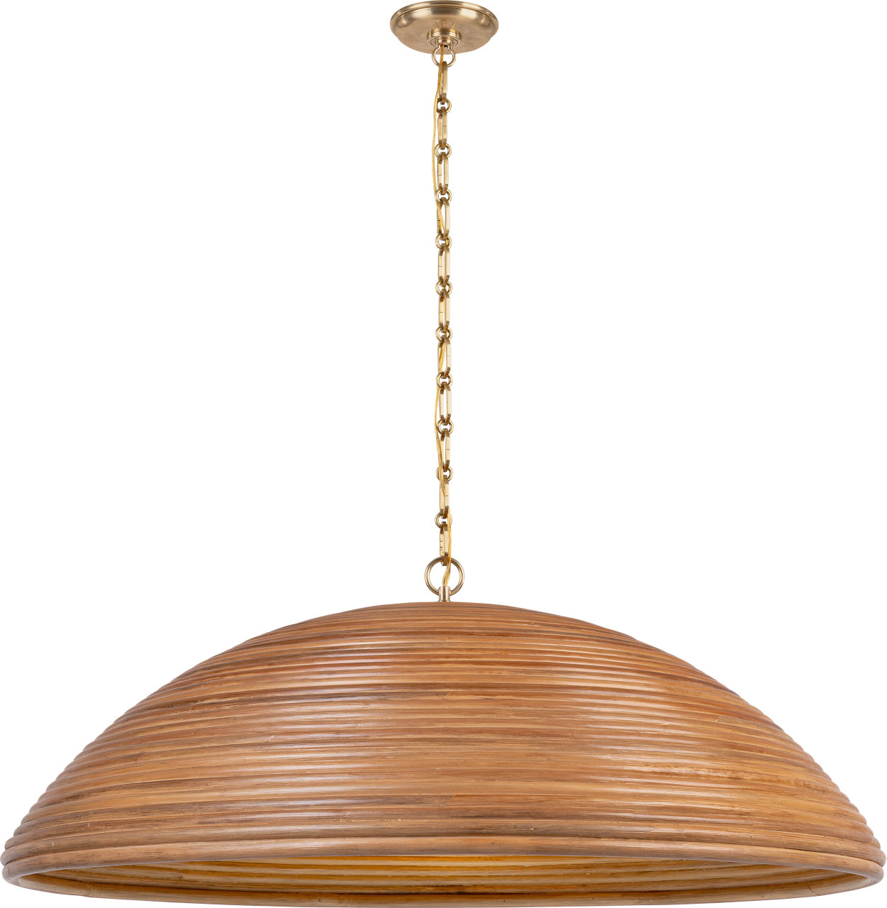 Emerson 42" Pendant in Hand-Rubbed Antique Brass with Natural Rattan Shade