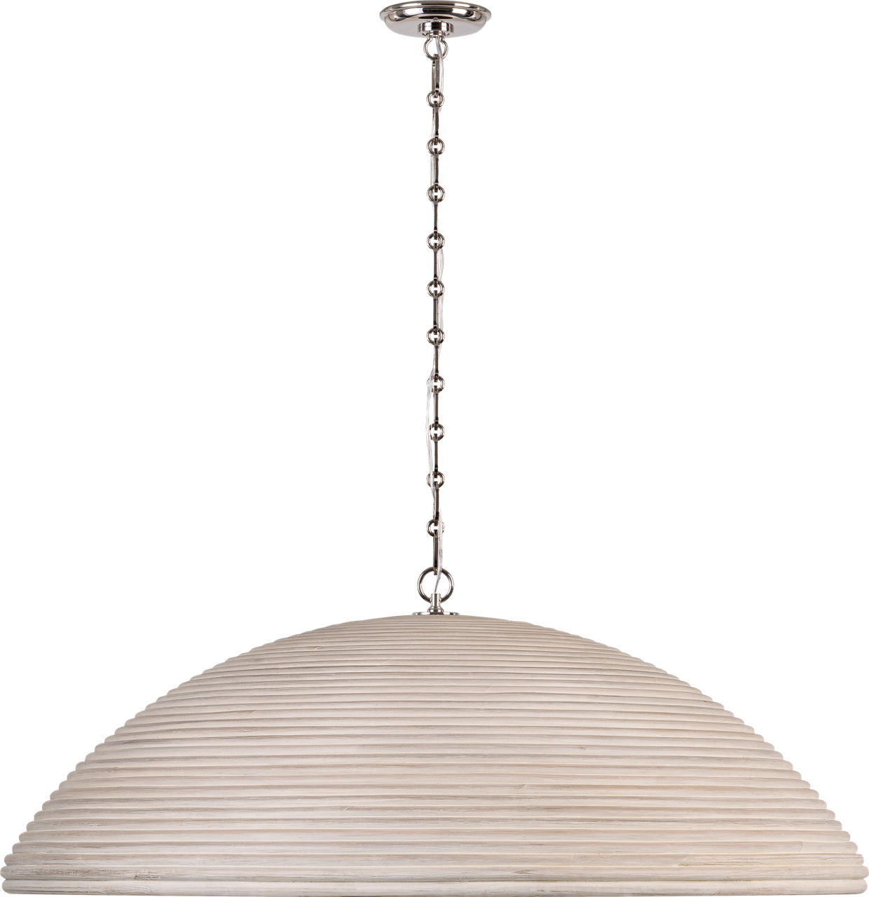Emerson 42" Pendant in Polished Nickel with Ash Rattan Shade