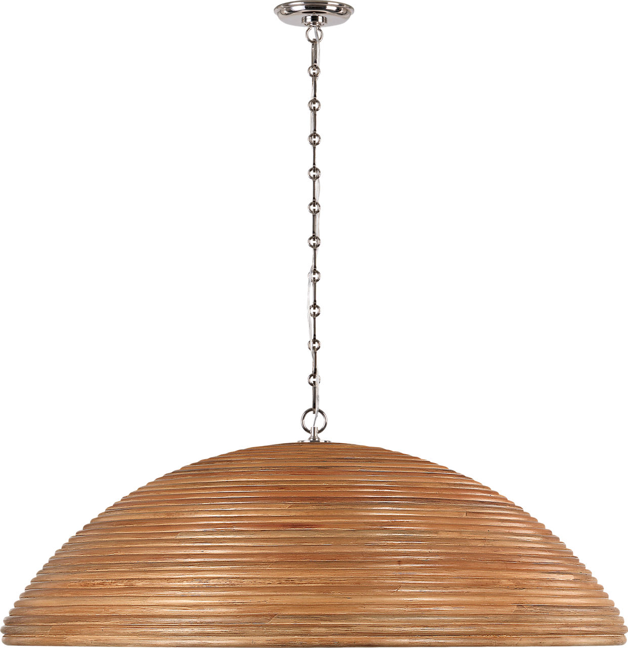 Emerson 42" Pendant in Polished Nickel with Natural Rattan Shade