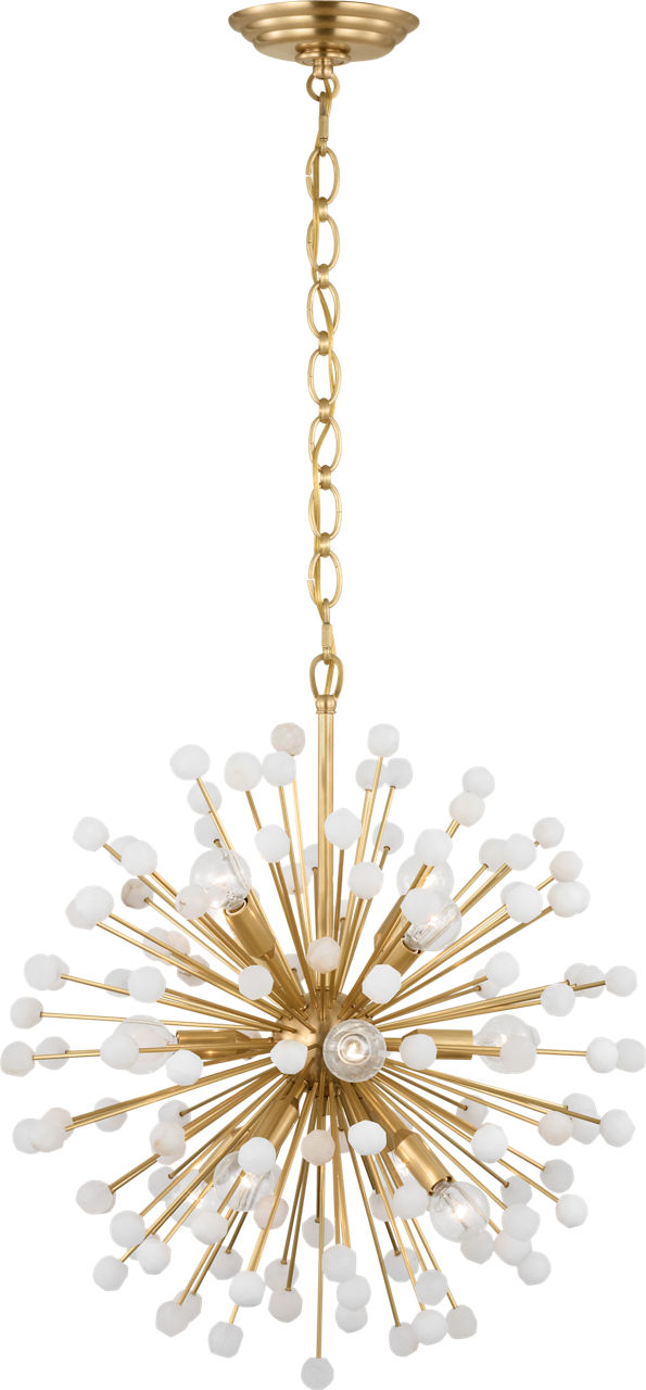 Lys 21" Chandelier in Hand-Rubbed Antique Brass and Alabaster