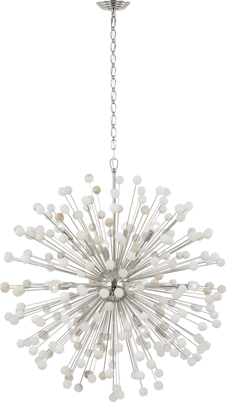 Lys 41" Chandelier in Polished Nickel and Alabaster
