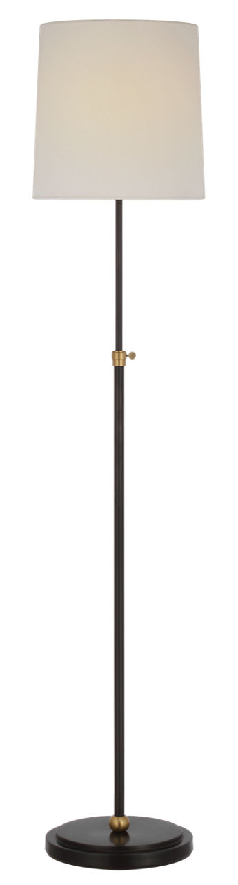 Bryant 52" Adjustable Cordless Floor Lamp in Bronze and Hand-Rubbed Antique Brass with Linen Shade