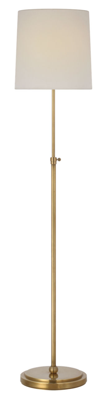 Bryant 52" Adjustable Cordless Floor Lamp in Hand-Rubbed Antique Brass with Linen Shade