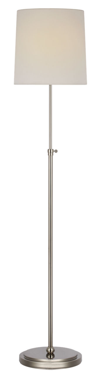 Bryant 52" Adjustable Cordless Floor Lamp in Polished Nickel with Linen Shade