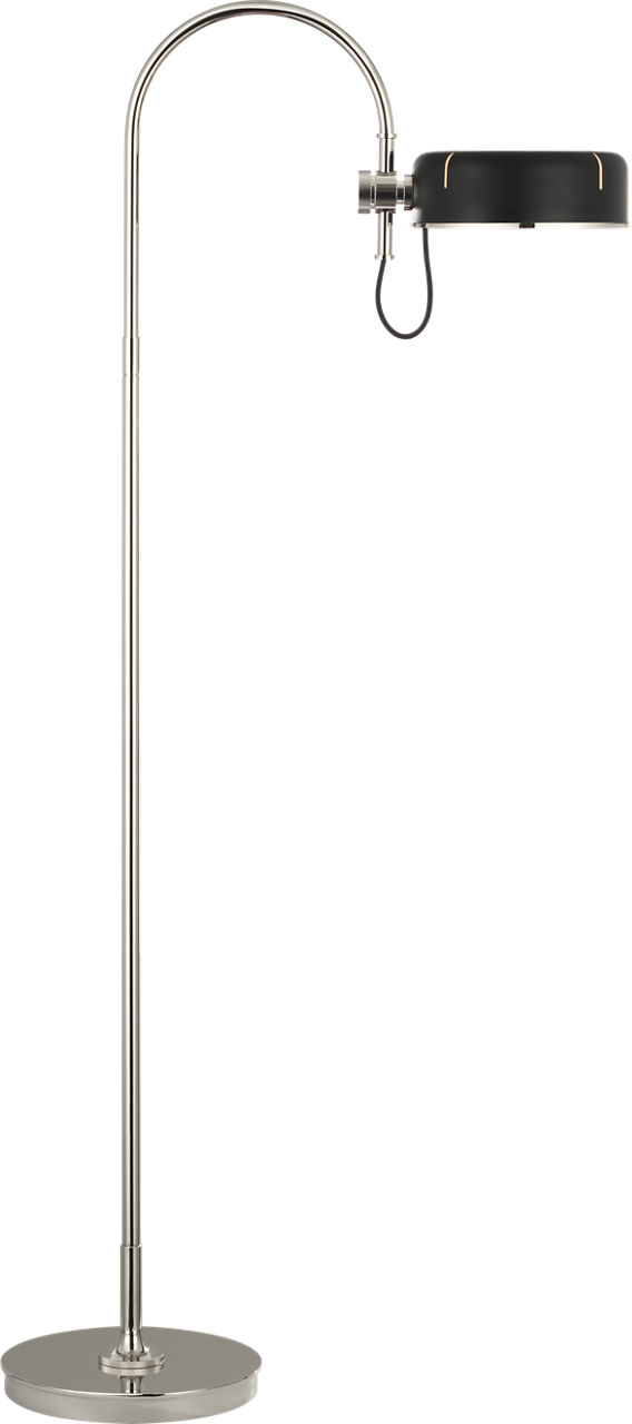 Oso 58" Articulating Reading Floor Lamp in Polished Nickel with Matte Black Shade