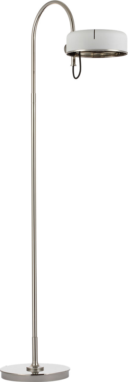 Oso 58" Articulating Reading Floor Lamp in Polished Nickel with Matte White Shade