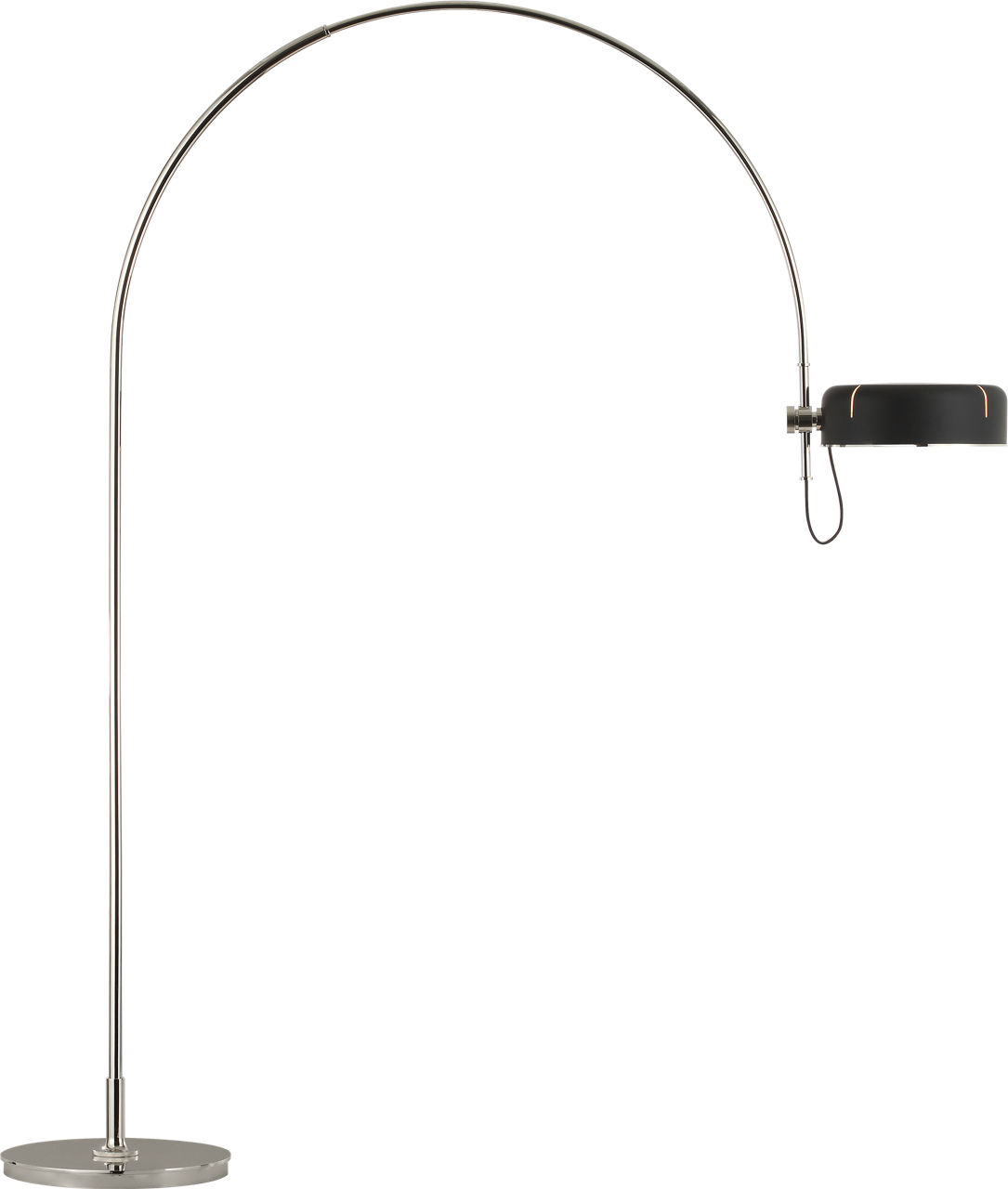Oso 75" Arc Reading Floor Lamp in Polished Nickel with Matte Black Shade