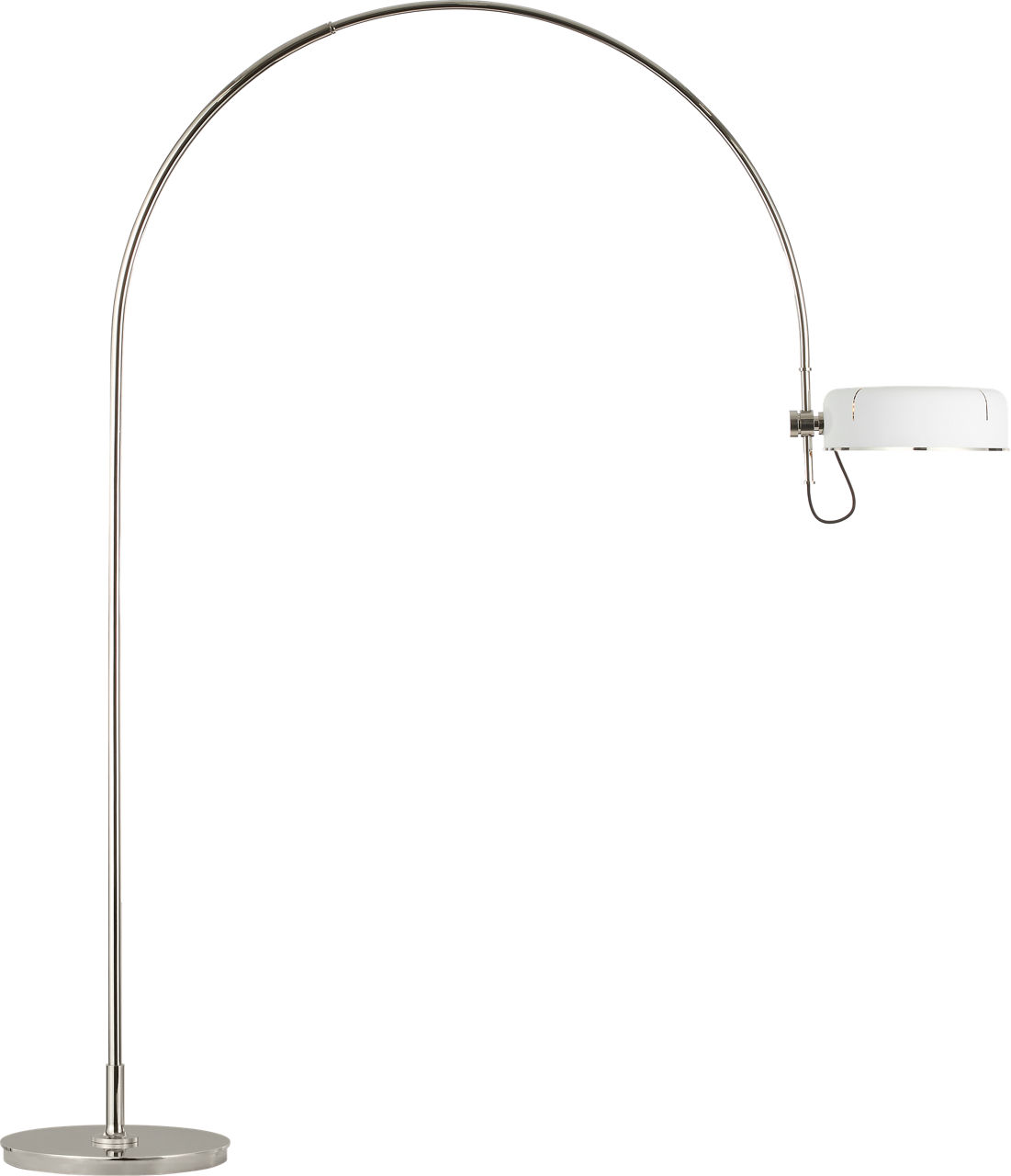 Oso 75" Arc Reading Floor Lamp in Polished Nickel with Matte White Shade