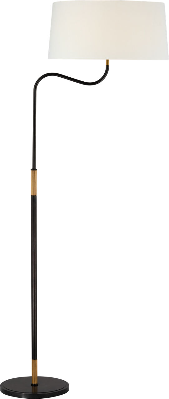 Canto Large Adjustable Floor Lamp in Bronze and Brass with Linen Shade